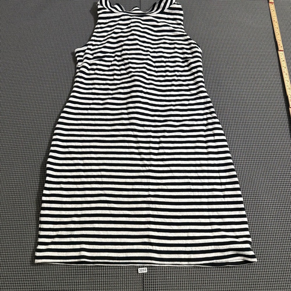 Valerie Bertinelli Womens Black White Striped Sleeveless Sheath Dress Size M